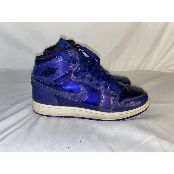 Nike Air Jordan 1 Retro Deep Royal Purple Patent Anti-Gravity Sz 7Y 705300-420 - Picture 3 of 6